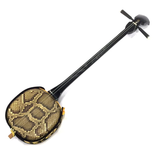 三線 蛇皮 ヘビ皮 全長約79cm ケース付き 和楽器