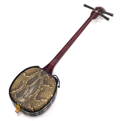 三線 蛇革 全長約79cm 弦楽器 和楽器 沖縄三味線